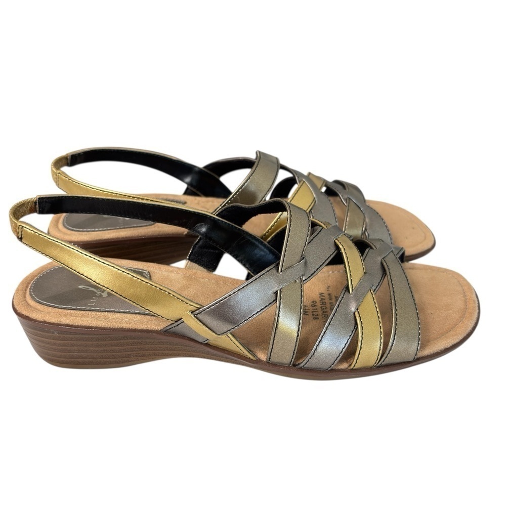 Lifestride Margarita Metallic Slingback Wedge Heel Sandals Womens Shoes Size 6.5 - Picture 13 of 15